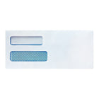 Staples - Enveloppes de sécurité nº 10 à fenêtre double Pliez et collez, 4 1/8 x 9 1/2 po, 24 lb, blanc, boîte de 250-La teinte de sécurité empêche la divulgation de renseignements confidentiels