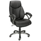 Staples® - Fauteuil de direction à dossier élevé, cuir reconstitué-Cuir véritable rapiécé sur le siège, le dossier et les accoudoirs