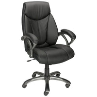 Staples® - Fauteuil de direction à dossier élevé, cuir reconstitué-Cuir véritable rapiécé sur le siège, le dossier et les accoudoirs