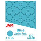 JAM Paper - Joints d'autocollants pour étiquettes circulaires - 1 2/3 po de diamètre - Bleu - Paquet de 120-Emballage anglais seulement