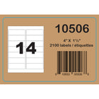 Labelcraft Products  - Étiquettes Zéro Déchet - 4" x 1,33" - 2100 Étiquettes-Dimension de l'étiquette: 4 larg. x 1 1/3 haut. (po), Couleur de l'étiquette: blanc