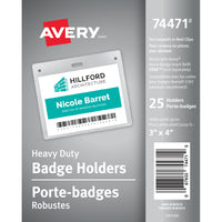 Avery Porte-badges robustes 74471 pour inserts de jusqu'à 3 po x 4 po, paq./25-Porte-badges flexibles