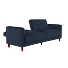 Futon Pin Tufted Transitional - Velours Bleu-Dossier pliant multiposition