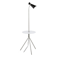 Eglo - Policara lampe de plancher avec interrupteur à levier - 63" - nickel mat-Lampe de plancher