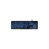 Aluratek - Clavier rétroéclairé à DEL USB tricolore à gros caractères-Multimédia intégré et touches de raccourci d'accès rapide pour votre commodité - e-mail, page d'accueil, favoris, lecture/pause, précédent, suivant, arrêt, et plus