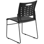 Flash Furniture - Chaise empilable noire de la série HERCULES à base traîneau d'une capacité de 881 lb avec dossier ventilé-Conception à dossier et siège en plastique noir aux contours ergonomiques