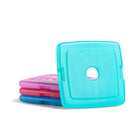 Fit & Fresh – Ensemble de 4 pains de glace réutilisables Cool Coolers-4 pains de glace réutilisables non-toxiques, sans BPA ; l'ensemble multicolore inclut 1 bleu, 1 violet, 1 jaune et 1 rouge