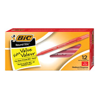 Stylos à bille économique RoundStic de BIC, 1,0 mm, rouge, paquet de 12-
Un paquet de 12 stylos-bille rouges BIC Round Stic Extra Valeur