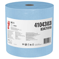WypAll - Chiffons très résistants PowerClean X80 - Rouleau géant - Chiffons longue durée de vie - Bleus-475 feuilles/rouleau, 1 rouleau de chiffons très résistants WypAll PowerClean X80/caisse, 475 feuilles/caisse