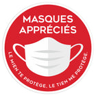 Eddie's - Masque apprécié - décalcomanie de distanciation sociale, 7,50 "de diamètre, vinyle, rouge / blanc, paquet de 4-Messagerie : Masques apprécié | Le mien vous protège, le vôtre me protège