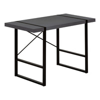 Monarch Specialties - 7660 Bureau 48 po L - Gris Moderne/Metal Noir-Bureau d'ordinateur d'inspiration industrielle avec un dessus de bureau à panneaux épais au fini gris moderne