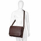 Mancini - Sac Messager pour portable 15po / tablette Milan - 18" x 6.5" x 12.25" - Brun-Étuis rembourrés pour tablette/ portable