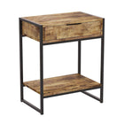 Safdie & Co. 20L Table D'Appoint - Métal Noir - Bois Brun Récupéré 1 Tirroir 1 Étagère-Taille compacte à utiliser comme table de chevet ou table d'appoint.