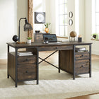 Sauder 66"W La Collection Steel River Bureau - Finition Carbon Oak-  Le tiroir à fichiers de droite est verrouillable pour la sécurité de vos fichiers suspendus