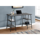 Monarch Specialties - 7526 Bureau 48 po L - Fausse Pierre Grise/Metal Noir-Le bureau épais et rectangulaire et 4 tablettes de 2 tailles différentes sont finis dans un faux pierre gris texturée