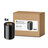 IntekView - Ruban à transfert thermique cire - 4,02" x 1476' - Centre 1"- Paquet de 6-Qualité premium, impressions nettes et précises