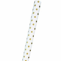 JAM Paper -  Papier cadeau – Papier cadeau à pois – 25 m² par rouleau – Blanc avec pois dorés – 2/paquet-Papier d'emballage blanc avec points de feuille d'or, Le papier d'emballage coloré donnera envie à tous de découvrir ce qu'il y a à l'intérieur