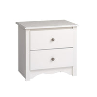 PrepacMC – Table de nuit à 2 tiroirs de la collection Monterey, 21 3/4 po, blanc-Bois composite stratifié de couleur blanche et de fabrication robuste MDF