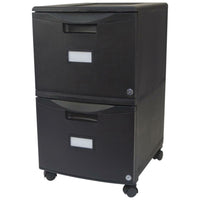 Storex - Tiroir-classeur double verrouillable, noir (61309B01C)-Tiroir-classeur mobile peu encombrant fabriqué de plastique robuste.