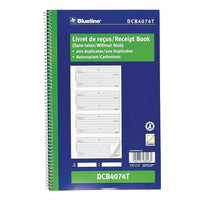 Blueline Livret de 200 reçus bilingues, 10 5/8 x 6 5/8 po-Reliure spiralée avec couverture souple
