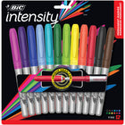 BIC - Intensity Marqueurs permanents - pointe fin - couleurs assorties - Paquet de 12-Prise caoutchoutée permettant confort et contrôle  