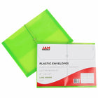 JAM Paper Enveloppes plastique format livret extensibles, fermeture à bande élastique, 9 3/4x2 5/8x13 po, vert lime, 12/paq.-4
