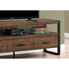 Monarch Specialties - 2820 Meuble Tv - 60 po L/Faux Bois Brun/3 Tiroirs-Un style avec inspiration industrielle au fini rustique imitation bois brun
