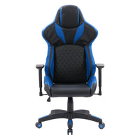 Chaise de jeu Nightshade de CorLiving - Noir et bleu-Revêtement entièrement noir avec détails contrastants