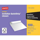 Staples Enveloppes d'invitation blanches, 4 3/8 po x 5 3/4 po, bte/100 - f-Fermeture QuickStrip –  rapide et facile à utiliser, il suffit de retirer la languette et de rabattre pour fermer
