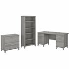 Bush Furniture - Bureau 60 po avec classeur latéral et bibliothèque à 5 tablettes Somerset - Gris platine-L’ensemble comprend : un bureau 60" L, un classeur latéral à 2 tiroirs et une bibliothèque à 5 tablettes