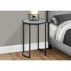 Monarch Specialties - 2206 Table D'Appoint - 24 po H/Fausse Pierre Grise/Metal Noir-Comprend un dessus de table rond de 18,25 pouces dans une finition texturée, aspect pierre grise et des pieds en métal dans une finition noire