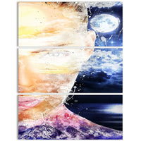 Designart – Art de rue sur toile, clair de lune à travers son regard (PT3611-3P)-Impression