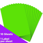 Jam Paper Étiquettes autocollantes pleine page, 8 1/2 x 11 po, vert néon, 10/paquet-Vert