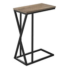 Monarch Specialties - 3249 Table D'Appoint - 25 po H/Taupe Fonce/Metal Noir-Table d'appoint en forme de C avec une base qui peut être glissée sous les canapés pour plus de commodité