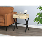 Safdie & Co. 18L Table D'Appoint - Métal Noir - Bois Récupéré 1 Tirroir-Cette table d'appoint offre une grande espace de surface pour les boissons, les collations ou un mini ordinateur portable.