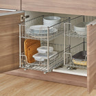 Tiroir grillagé à 2 niveaux avec glissières TRINITY – Chrome (TBFC-2206)-Capacité de charge : 12 kg (25 lb) par tiroir