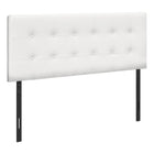 Monarch Specialties - 6002F Lit Double Tete De Lit Simili - Cuir Blanc-Tête de lit bouton touffeté et rembourré en similicuir blanc