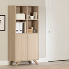 South Shore - Helsy Bibliothèque avec portes - Orme naturel-Panneaux de particules lamines Unite de rangement