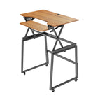 Rocelco - Ensemble rehausseur de bureau de luxe à hauteur ajustable de 40" et support au sol - Teck / Noir-RÉGLAGE DE LA HAUTEUR RAPIDE, FACILE ET STABLE AVEC EVR CONCEPTION DE LA GAMME VERTICALE AMÉLIORÉE: Cadre en métal robuste avec poignée latérale facile à saisir et assistance à piston à gaz, peut monter et descendre jusqu'à 40 livres avec un réglage en hauteur continu du dessus de table de 34" à 50" au-dessus le sol pour optimiser la position de travail ergonomique des personnes de la plupart des haute