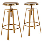 Tabouret de bar Toledo de style industriel avec siège pivotant à hauteur réglable et finition dorée-Conception sans dossier