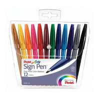 Pentel - Stylos de signalisation - Assortis - Paquet de 12-L'encre rayonnante à base d'eau produit des lignes expressives et audacieuses