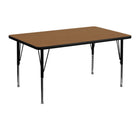 Flash Furniture – Table d’activités rectang., 30 larg. x 48 long., dessus thermofusionné, pattes préscolaires réglables, chêne-Chêne laminé