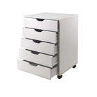 Winsome – Meuble de rangement Halifax pour armoire/bureau, 5 tiroirs, blanc-Roulettes blocables en option qui permet d'utiliser le meuble pour un rangement stationnaire ou mobile.