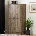 South Shore - Morgan Armoire de rangement 4 portes Chêne vieilli-Panneaux de particules lamines Armoire