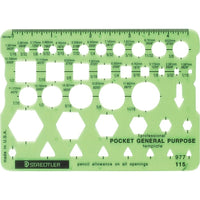 Staedtler® - Gabarit de dessin d'usage général, de poche-Gabarit de dessin d'usage général, 5 1/8 po x 3 5/8 po  