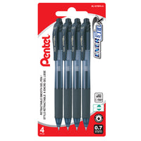 Pentel - Stylos Roller EnerGel-X - 0,7 mm - noir - paquet de 4  -Encre noire