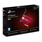 Adaptateur PCIe 10 Gigabit TP-Link TX401 avec support à profil bas et câble CAT6A-Supports à profil bas et pleine hauteur - En plus du support standard, un support à profil bas est fourni pour les boîtiers d'ordinateur mini-tour. Les options personnalisées vous donnent la flexibilité de trouver un support qui s'adapte parfaitement à la conception de votre carte.