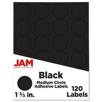 JAM Paper Sceaux autocollants ronds, 1,67 po de diamètre, noir, 120/paquet (302229594)-Étiquettes en forme de cercle