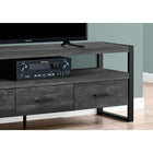 Monarch Specialties - 2823 Meuble Tv - 60 po L/Faux Bois Noir/3 Tiroirs-Un style avec inspiration industrielle au fini rustique imitation bois noire