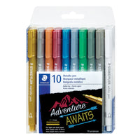 Staedtler - Feutres metallises, couleurs assorties, paquet de 10-Pointe ogive pour le lettrage et le dessin